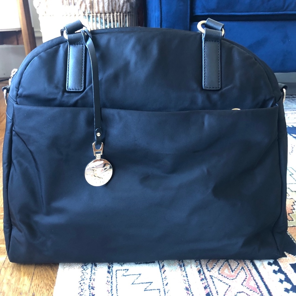 Lo & Sons OMG Bag Black, Grey interior with gold hardware